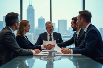 Groupe de professionnels d'affaires lors d'une réunion