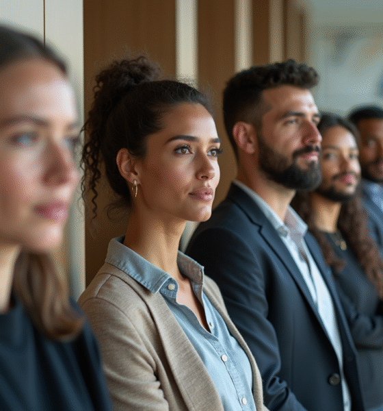 Groupe divers d'adultes en milieu professionnel