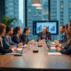 Groupe de professionnels en réunion dans un bureau moderne
