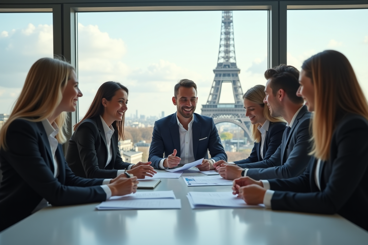 Groupe de jeunes professionnels à Paris en réunion