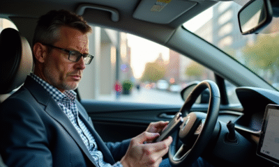 Homme d affaires dans une voiture électrique urbaine