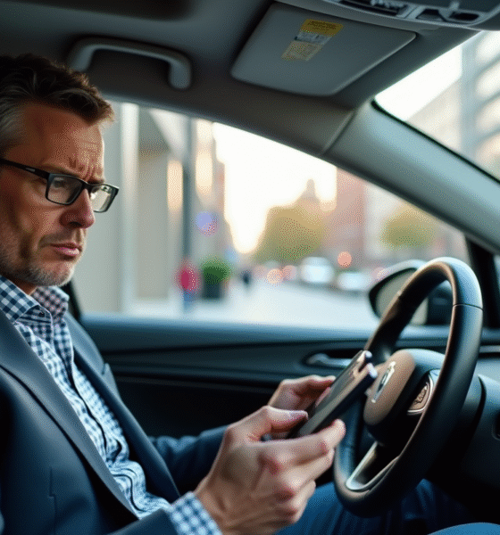 Homme d affaires dans une voiture électrique urbaine
